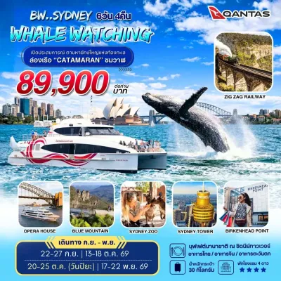 ออสเตรเลีย ซิดนีย์ (BW SYDNEY WHALE WATCHING) 6วัน 4คืน บิน QF