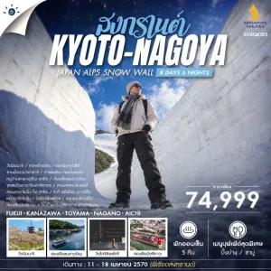ทัวร์ญี่ปุ่น เกียวโต นาโกย่า กำแพงหิมะเจแปนแอลป์ ล่องเรือมัตสึคาวะ 8วัน 6คืน บิน SQ