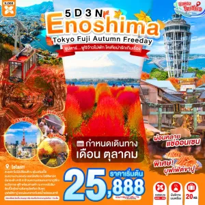 ทัวร์ญี่ปุ่น โตเกียว ทุ่งดอกโคเชีย (ซุปตาร์ ฟูจิว้าวไม่พัก โคเคียน่ารักเกินเรื่อง) 5วัน 3คืน บิน XJ