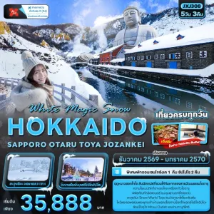 ทัวร์ญี่ปุ่น ฮอกไกโด ซัปโปโร โอตารุ Snow World Toya เนินพระพุทธเจ้า หุบเขานรกจิโกคุดานิ 5วัน 3คืน บิน XJ
