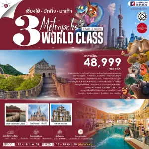 ทัวร์จีน เซี่ยงไฮ้ ปักกิ่ง มาเก๊า ดิสนีย์แลนด์ พระราชวังโบราณกู้งกง โบสถ์เซนต์ปอล 7วัน 6คืน บิน NX