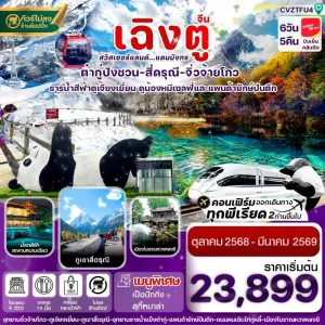 ทัวร์จีน เฉิงตู สี่ดรุณี จิ่วจ้ายโกว ต๋ากู๋ปิงชวน [OCT25-MAR26] 6วัน 5คืน บิน VZ