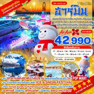 ทัวร์จีน ฮาร์บิน อุทยานแห่งชาติฉางไป๋ซาน นั่งม้าลากเลื่อน หมู่บ้านหิมะ ขี่สโนโมบิว 7วัน 5คืน บิน XJ