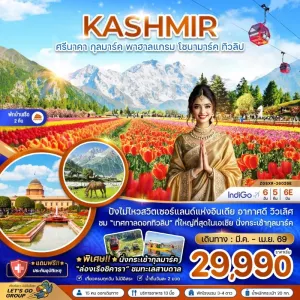 ทัวร์อินเดีย แคชเมียร์ ศรีนาคา กุลมาร์ค เทศกาลทิวลิป 6วัน 5คืน บิน 6E