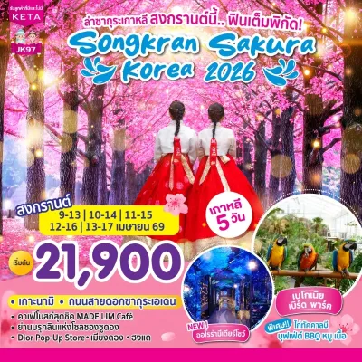 เกาหลี อินชอน โซล เกาะนามิ ล่าซากุระเกาหลี วันสงกรานต์ 5วัน 3คืน บิน 7C