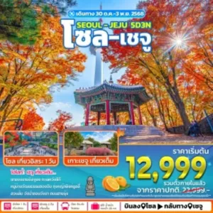 ทัวร์เกาหลี โซล เชจู ภูเขาไฟของซานอิลจูบง อิสระเต็มวัน [OCT] 5วัน 3คืน บิน 7C (บินภายใน 1ขา)