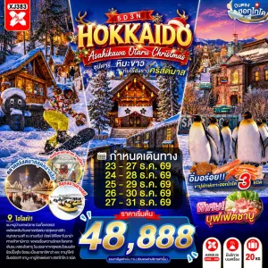 ทัวร์ญี่ปุ่น ฮอกไกโด (ซุปตาร์ หิมะขาวกับเรื่องราวคริสต์มาส) 5วัน 3คืน บิน XJ