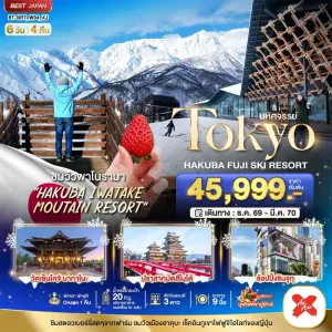 ทัวร์ญี่ปุ่น โตเกียว ฮาคุบะ ฟูจิ สกีรีสอร์ท 6วัน 4คืน บิน XJ