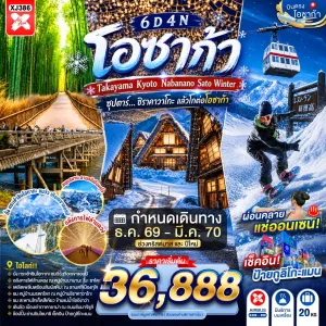 ทัวร์ญี่ปุ่น โอซาก้า (ซุปตาร์ ชิราคาวาโกะ แล้วโกต่อโอซาก้า) 6วัน 4คืน บิน XJ
