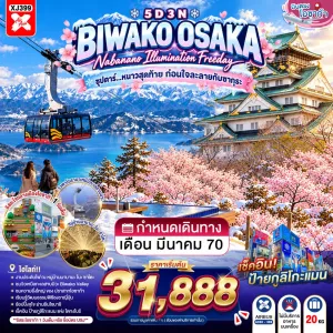 ทัวร์ญี่ปุ่น โอซาก้า เกียวโต นาโกย่า (ซุปตาร์ หนาวสุดท้าย ก่อนใจละลายกับซากุระ) 5วัน 3คืน บิน XJ