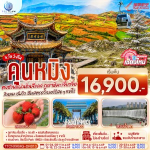 ทัวร์จีน บินตรงเชียงใหม่ คุนหมิง ตงชวน ภูเขาหิมะเจียวจื่อซาน สวนน้ำตกคุนหมิง 4วัน 3คืน บิน DR