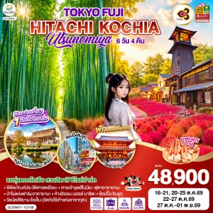ทัวร์ญี่ปุ่น โตเกียว ชมพุ่มดอกโคเชีย หมู่บ้านน้ำใส 6วัน 4คืน บิน TG