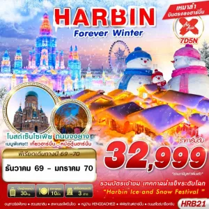 ทัวร์จีน ฮาร์บิน เทศกาลแกะสลักน้ำแข็ง พิพิธภัณฑ์ฮาร์บิน 7วัน 5คืน บิน XJ