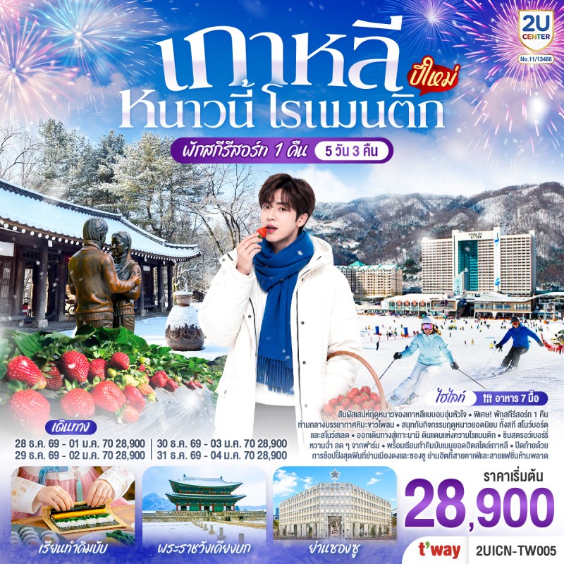 ทัวร์เกาหลี โซล ปีใหม่ สกีรีสอร์ท เกาะนามิ อินสไปร์ มีเดีย อาร์ท ย่านเมียงดง 5วัน 3คืน บิน TW