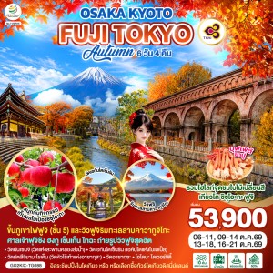 ทัวร์ญี่ปุ่น โอซาก้า โตเกียว เกียวโต ใบไม้เปลี่ยนสี 6วัน 4คืน บิน TG