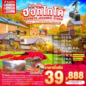 ทัวร์ญี่ปุ่น ฮอกไกโด ซัปโปโร โอตารุ (ซุปตาร์ AUTUMN โซอุนเคียว ทีเดียวจบ) 6วัน 4คืน บิน XJ