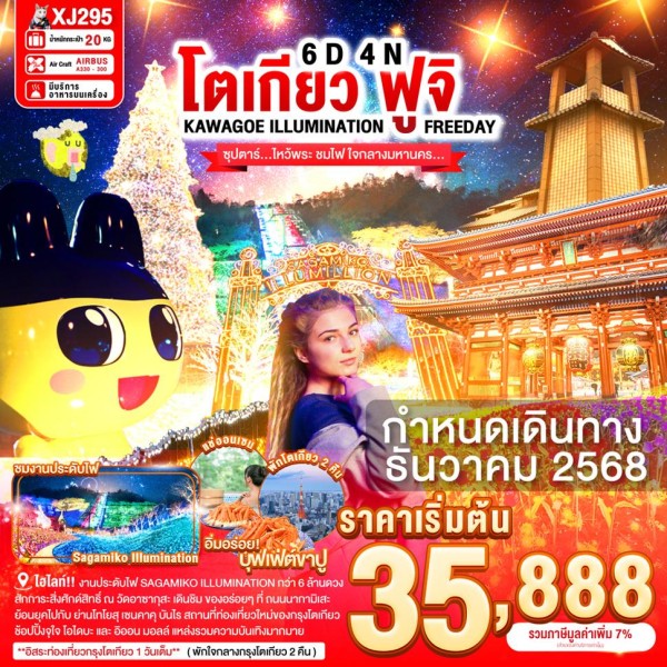 ทัวร์ญี่ปุ่น โตเกียว นาริตะ (ซุปตาร์ ไหว้พระ ชมไฟ ใจกลางมหานคร) 6วัน 4คืน บิน XJ