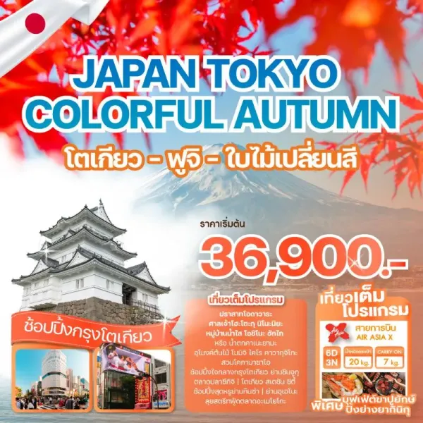 ทัวร์ญี่ปุ่น โตเกียว (JAPAN TOKYO COLORFUL AUTUMN) [OCT-DEC] 6วัน 3คืน บิน XJ