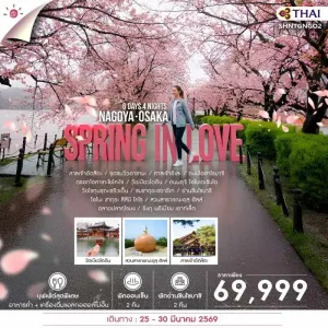 ทัวร์ญี่ปุ่น นาโกย่า โอซาก้า ชมซากุระ วัดเบียวโดอิน ศาลเจ้าอัตสึตะ 6วัน 4คืน บิน TG