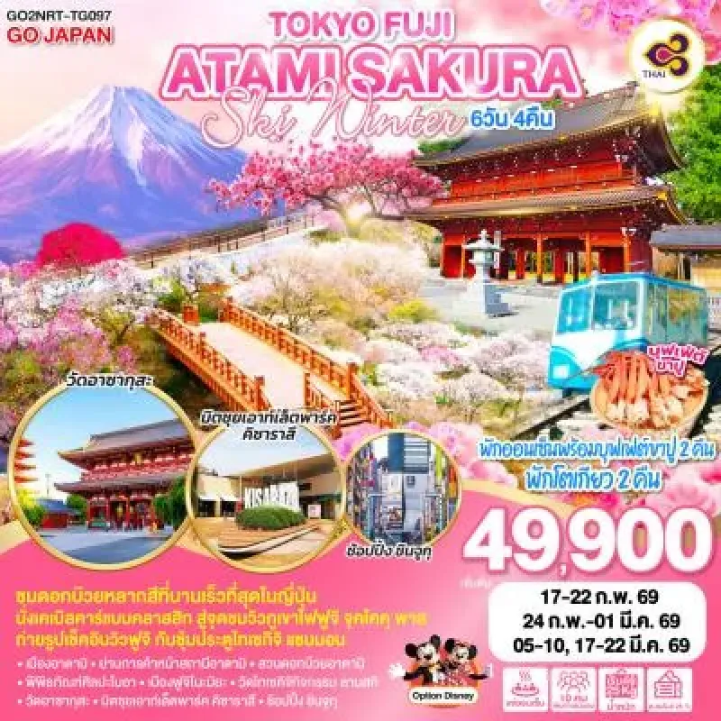 ทัวร์ญี่ปุ่น โตเกียว ชมซากุระ ลานสกี 6วัน 4คืน บิน TG