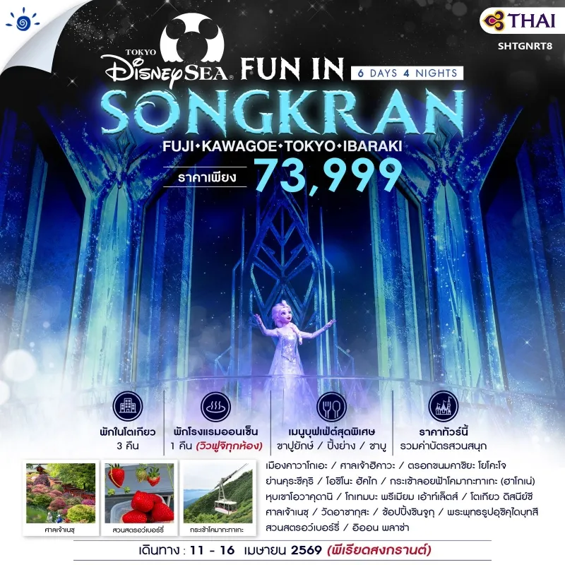 ทัวร์ญี่ปุ่น ฟูจิ คาวาโกเอะ โตเกียว วัดอาซากุสะ ชินจูกุ ศาลเจ้าฮิคาวะ 6วัน 4คืน บิน TG