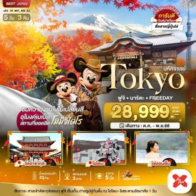 ทัวร์โตเกียว พฤศจิกายน ทัวร์ญี่ปุ่น โตเกียว ฟูจิ นาริตะ 5วัน 3คืน บิน XJ