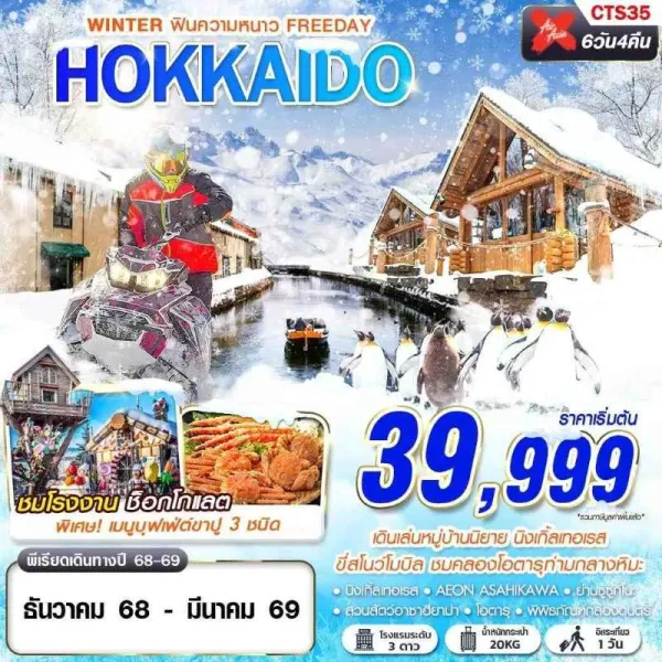 ทัวร์ญี่ปุ่น ฮอกไกโด โอตารุ บิเอะ (HOKKAIDO WINTER ฟินความหนาว) [DEC25-MAR26] 6วัน 4คืน บิน XJ