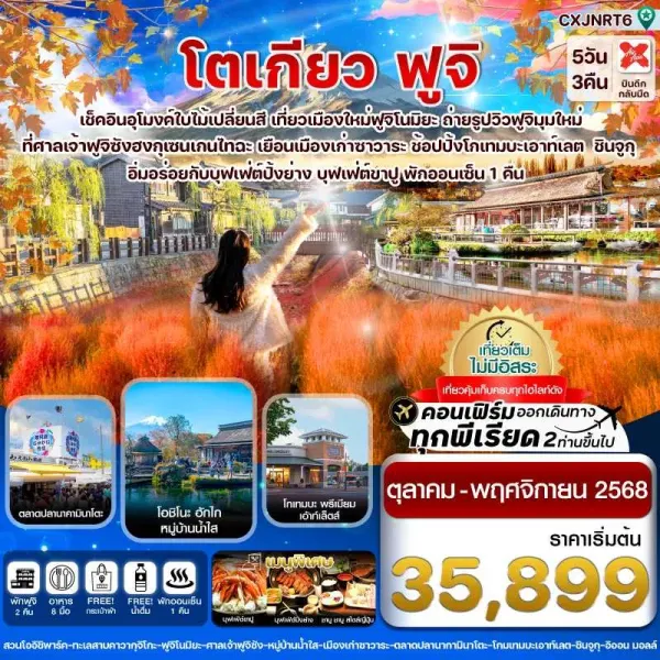 ทัวร์ญี่ปุ่น โตเกียว ฟูจิ อุโมงค์เมเปิ้ล [OCT-NOV] 5วัน 3คืน บิน XJ