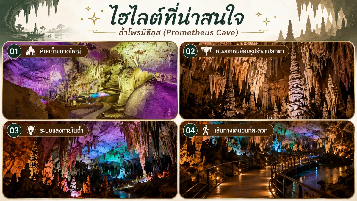 ไฮไลต์ที่น่าสนใจของถ้ำโพรมีธีอุส