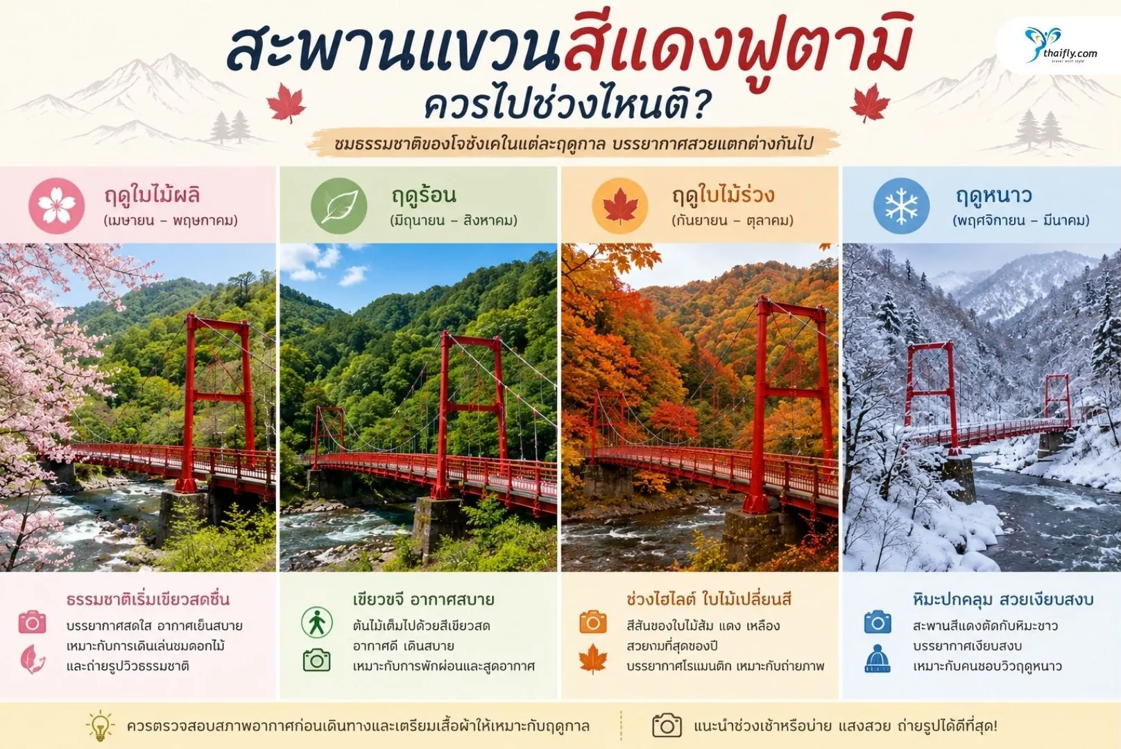 สะพานแขวนสีแดงฟูตามิควรไปช่วงไหนดี?