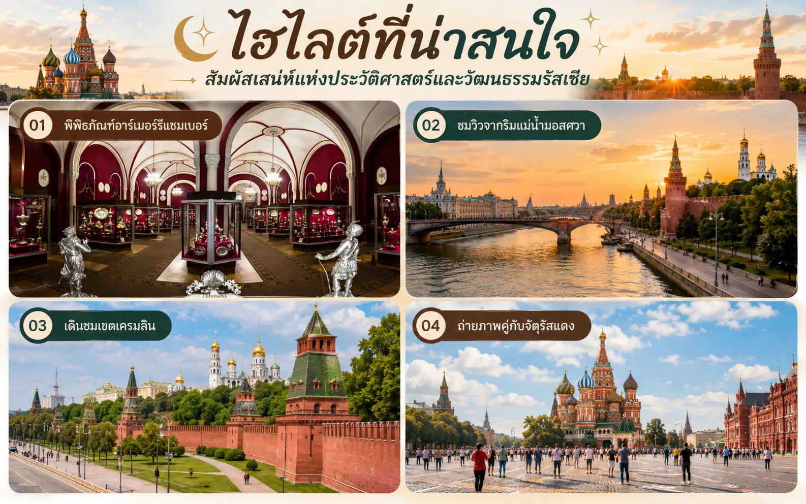ไฮไลต์ที่น่าสนใจที่น่าสนใจของพระราชวังเครมลิน