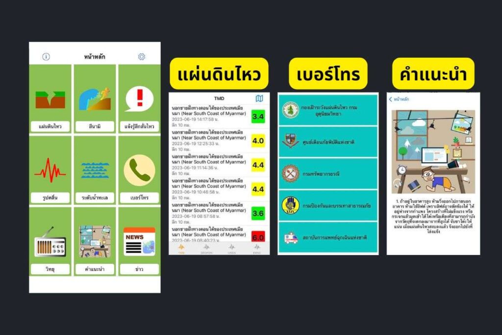 ฟีเจอร์ของแอป Earthquake TMD